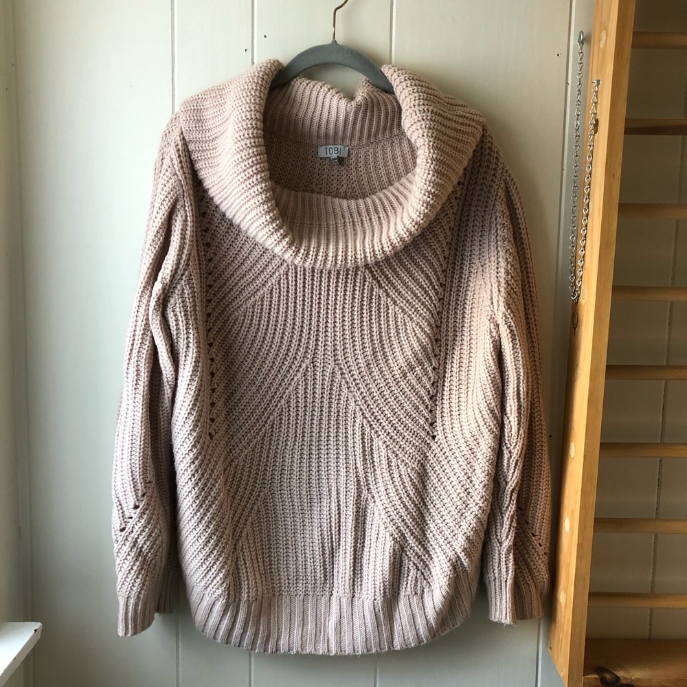*TOBI Beige Unisex Cowl Neck Knit Women’s Size Medium Sweater